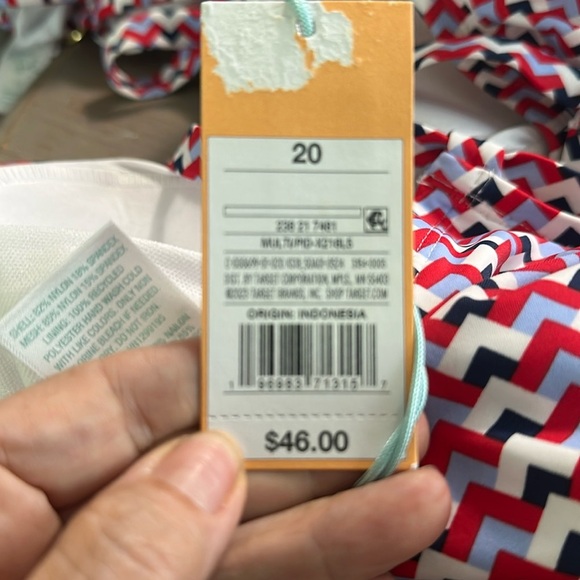 Red, Blue and White One Piece Swimsuit NWT - Picture 9 of 9